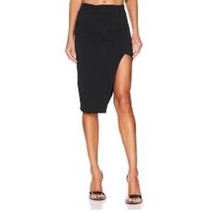 Lanston Skirt Ruched Asymmetrical Draped Midi Black Size S NWT Revolve
